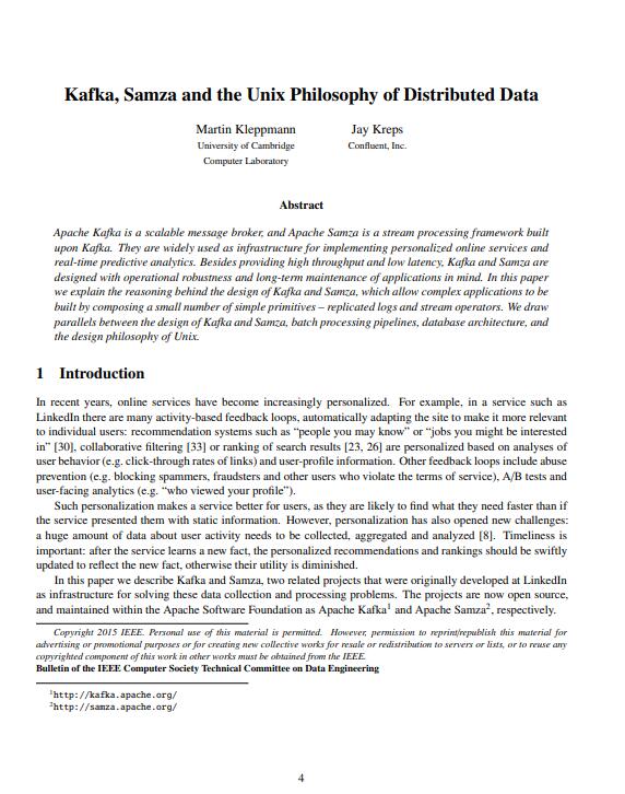 基于Kafka与Samza的流式计算架构设计：遵循Unix哲学的高可维护性实时数据管道构建 PDF 下载 图1